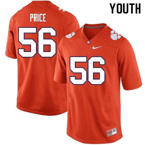 Youth #56 Luke Price Clemson Tigers College Football Jerseys Sale-Orange